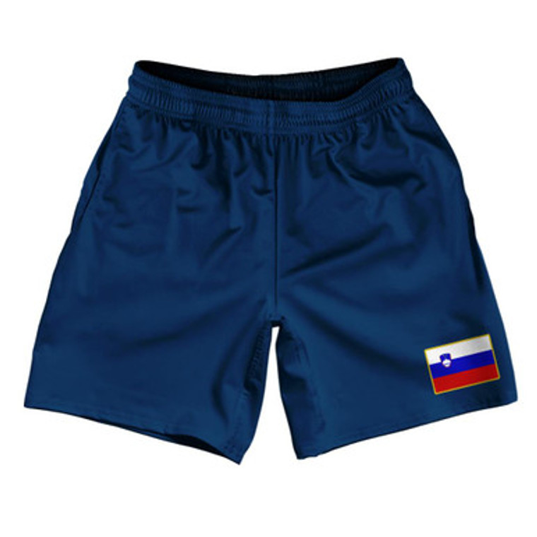 Slovenia Country Heritage Flag Athletic Running Fitness Exercise Shorts 7" Inseam Made In USA Shorts by Ultras
