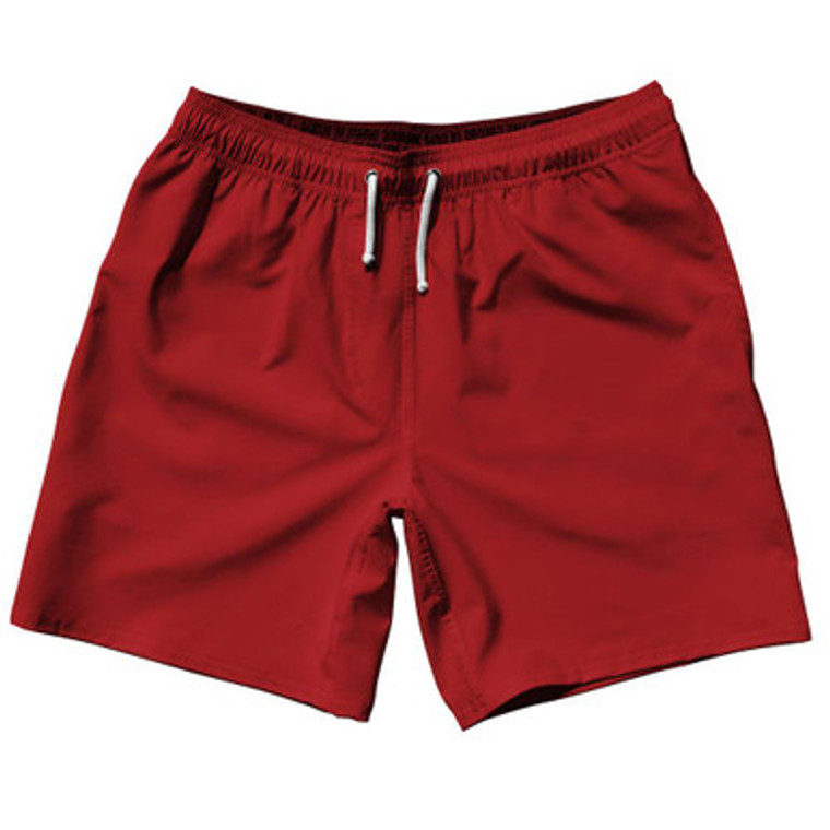 Red Dark Blank 7" Swim Shorts Made in USA by Ultras