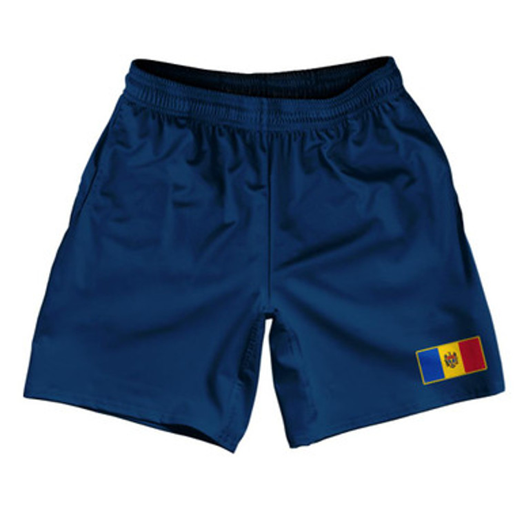 Moldova Country Heritage Flag Athletic Running Fitness Exercise Shorts 7" Inseam Made In USA Shorts by Ultras