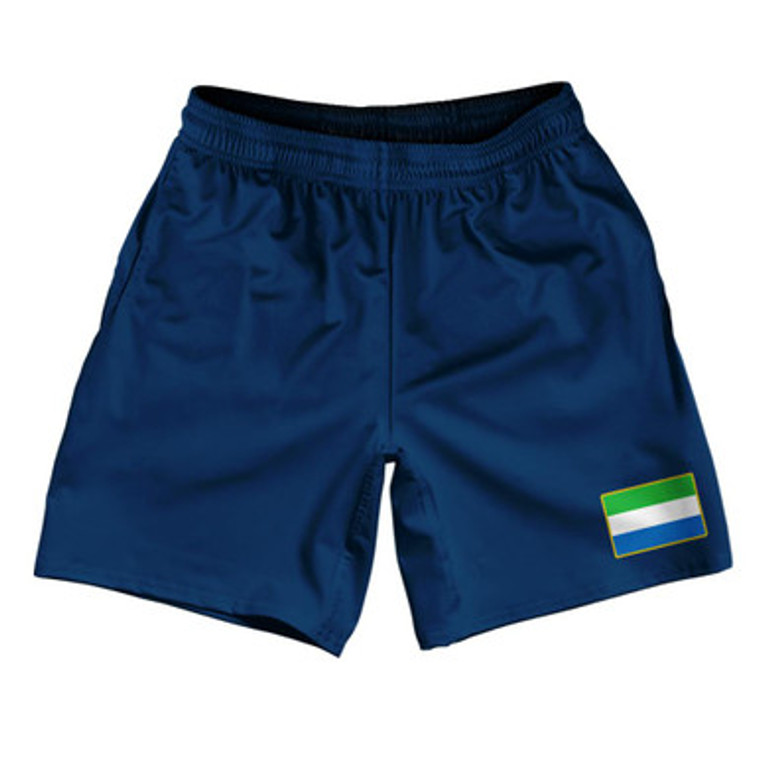 Sierra Leone Country Heritage Flag Athletic Running Fitness Exercise Shorts 7" Inseam Made In USA Shorts by Ultras