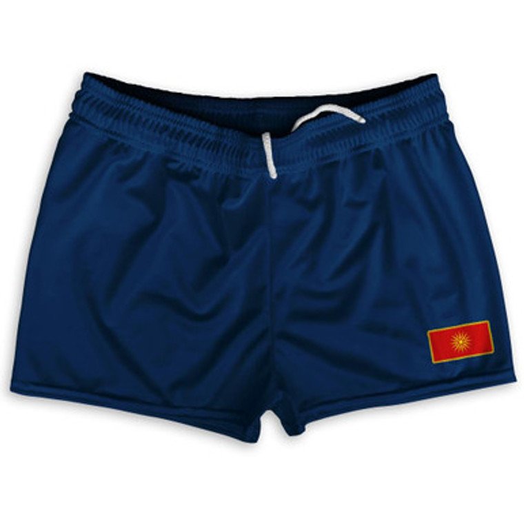 Macedonia Country Heritage Flag Shorty Short Gym Shorts 2.5" Inseam Made In USA by Ultras