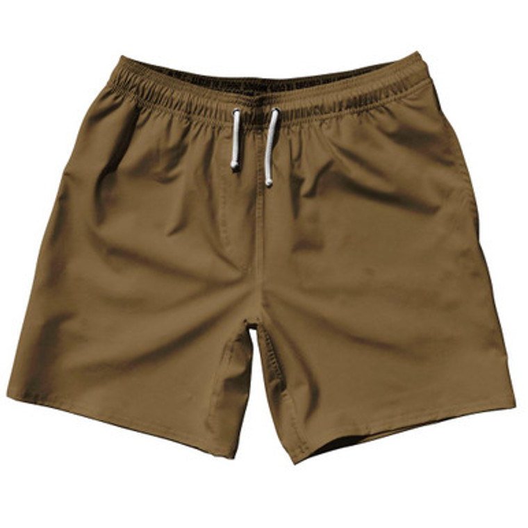 Brown Medium Blank 7" Swim Shorts Made in USA by Ultras