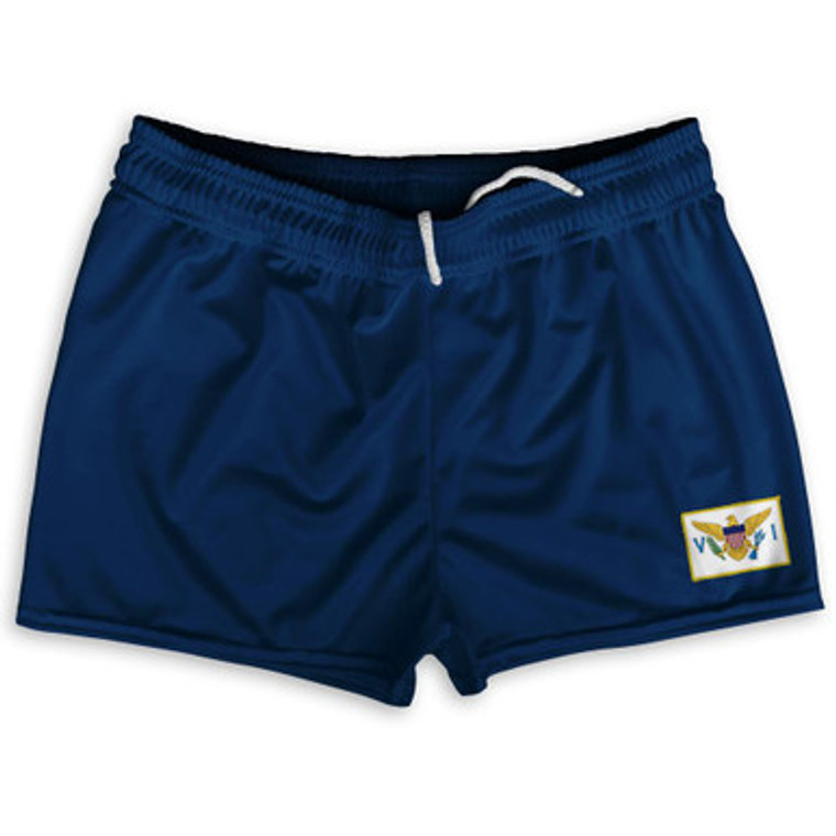 United States Virgin Islands Country Heritage Flag Shorty Short Gym Shorts 2.5" Inseam Made In USA by Ultras