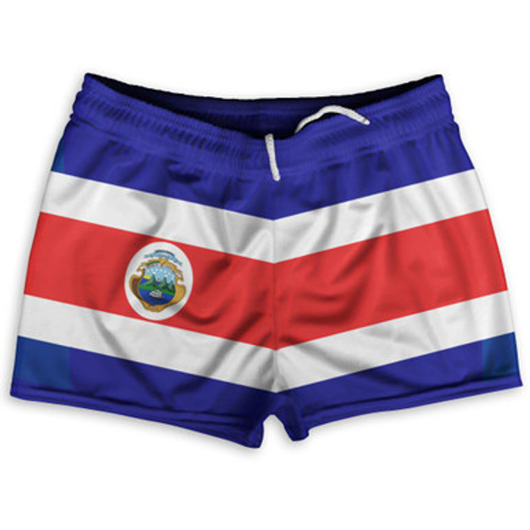 Costa Rica County Flag Shorty Short Gym Shorts 2.5" Inseam Made In USA by Shorty Shorts