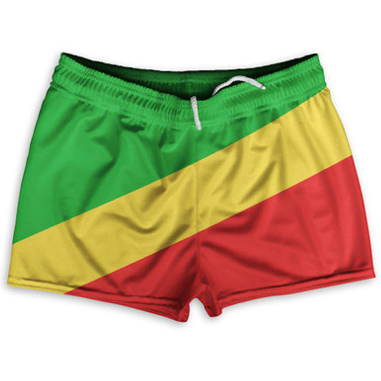 Congo County Flag Shorty Short Gym Shorts 2.5" Inseam Made In USA by Shorty Shorts