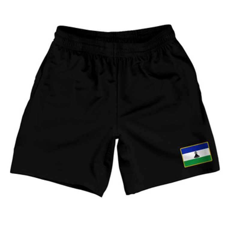 Lesotho Country Heritage Flag Athletic Running Fitness Exercise Shorts 7" Inseam Made In USA Shorts by Ultras