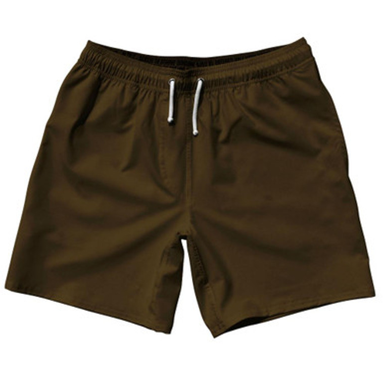 Brown Dark Blank 7" Swim Shorts Made in USA by Ultras