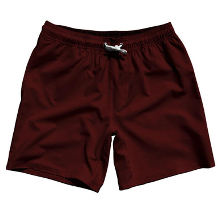 Red Burgundy Blank 7" Swim Shorts Made in USA by Ultras