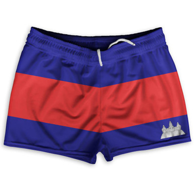 Cambodia County Flag Shorty Short Gym Shorts 2.5" Inseam Made In USA by Shorty Shorts