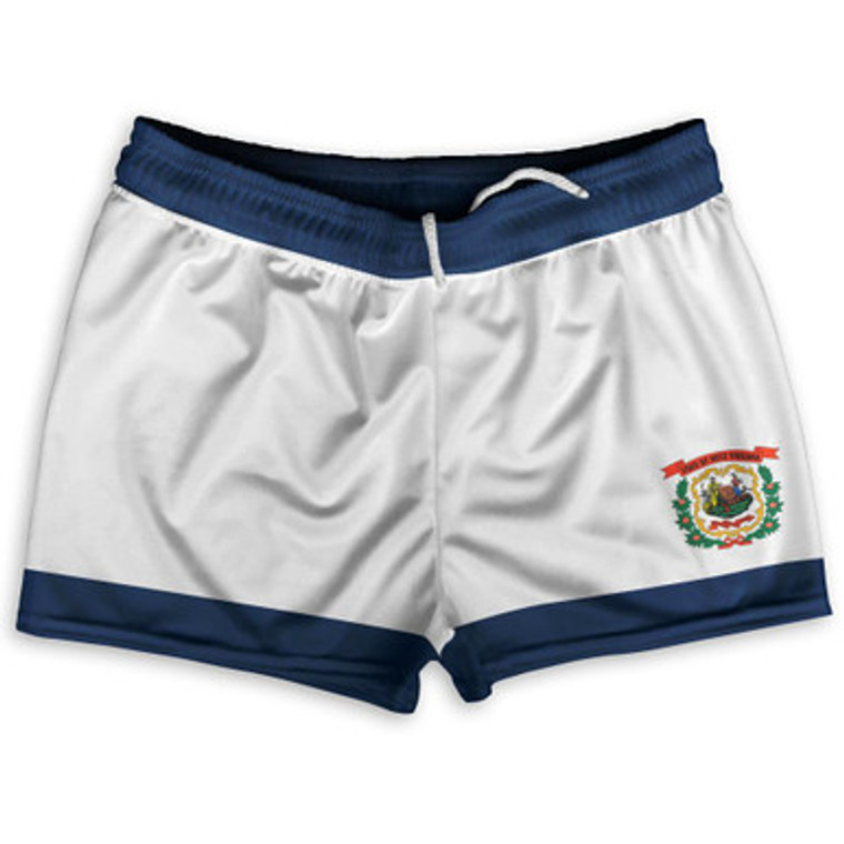 West Virginia US State Flag Shorty Short Gym Shorts 2.5" Inseam Made In USA by Shorty Shorts