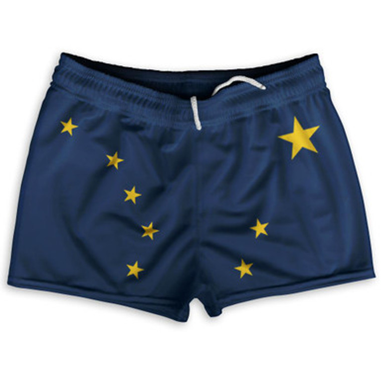 Alaska US State Flag Shorty Short Gym Shorts 2.5" Inseam Made In USA by Shorty Shorts