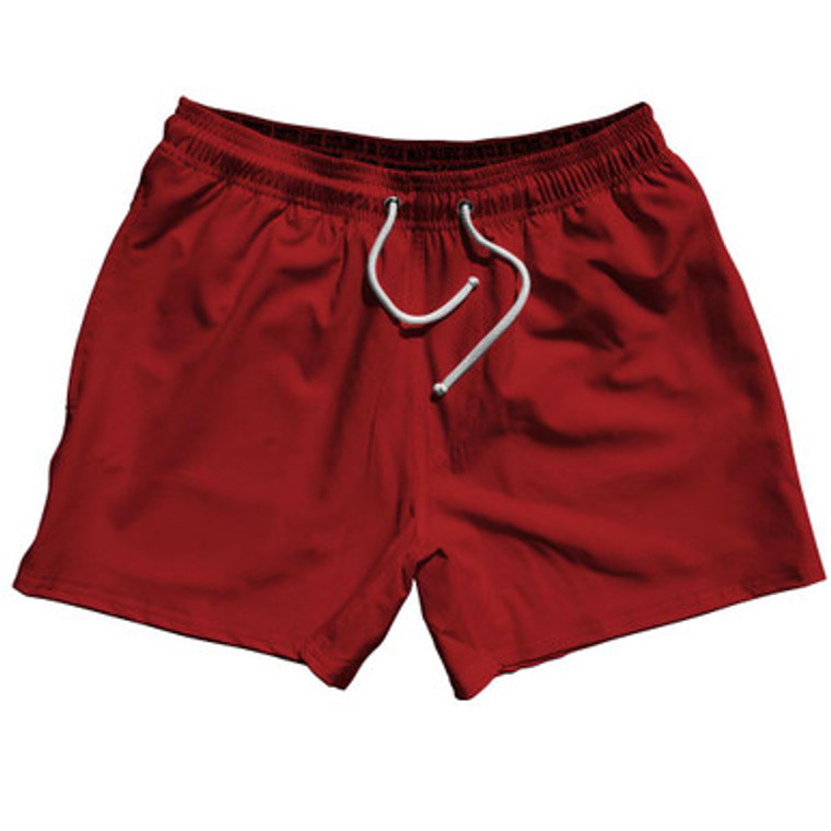 Red Dark Blank 5" Swim Shorts Made in USA by Ultras