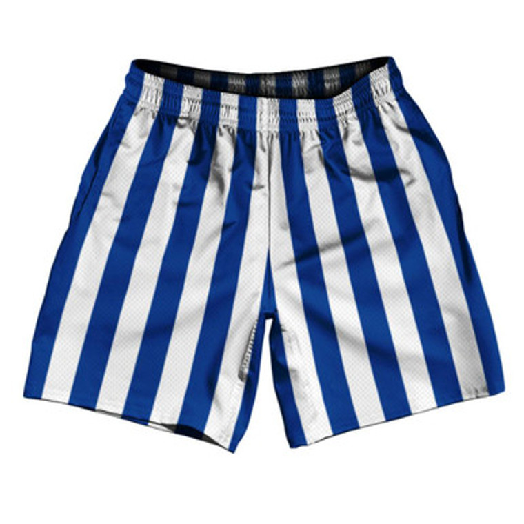 Royal Blue & White Vertical Stripe Athletic Running Fitness Exercise Shorts 7" Inseam Shorts Made In USA by Ultras