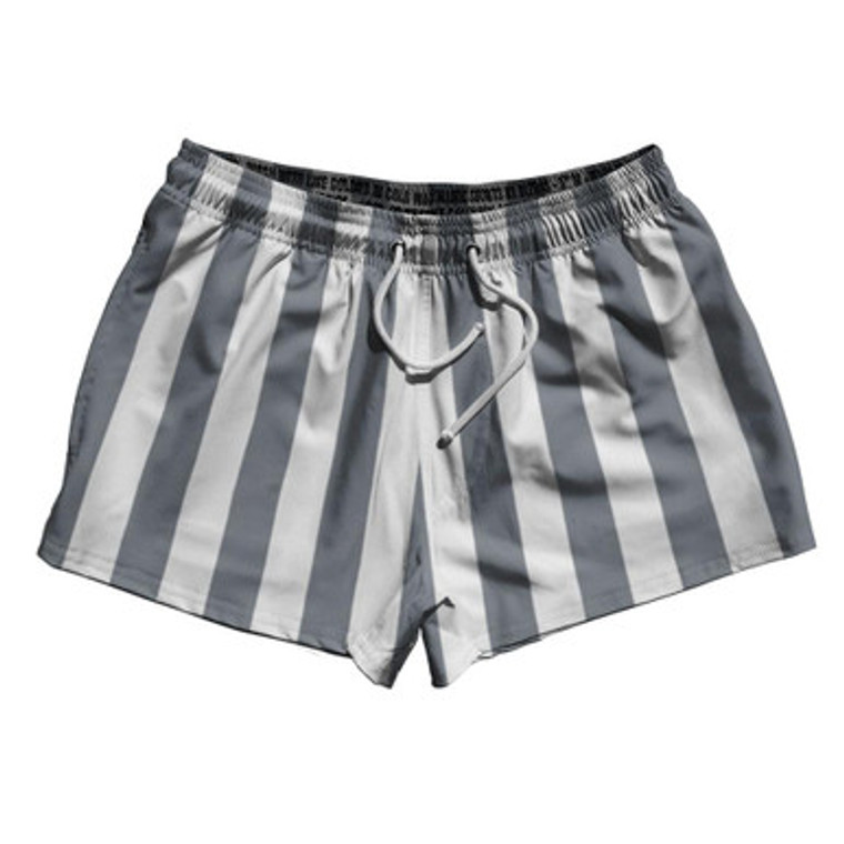 Dark Gray & White Vertical Stripe 2.5" Swim Shorts Made in USA by Ultras