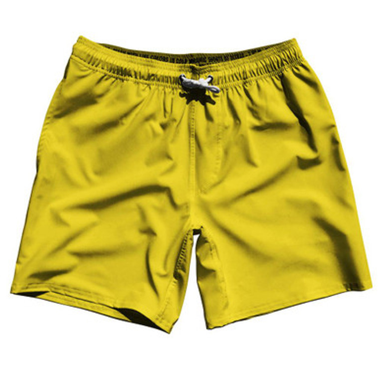 Yellow Varsity Blank 7" Swim Shorts Made in USA by Ultras