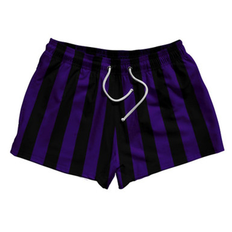 Purple Violet Laker & Black Vertical Stripe 2.5" Swim Shorts Made in USA by Ultras