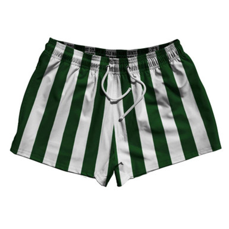 Hunter Green & White Vertical Stripe 2.5" Swim Shorts Made in USA by Ultras