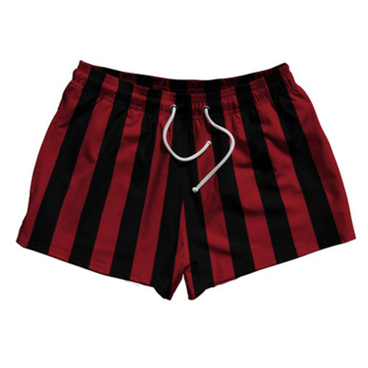 Cardinal Red & Black Vertical Stripe 2.5" Swim Shorts Made in USA by Ultras