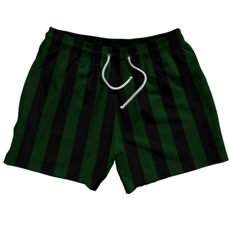 Forest Green & Black Vertical Stripe 5" Swim Shorts Made in USA by Ultras