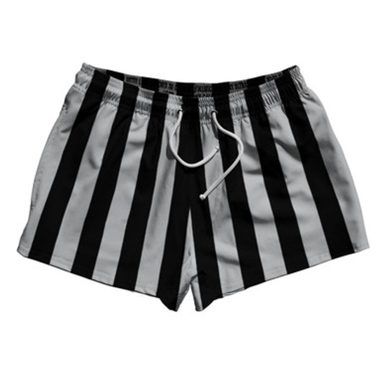 Medium Gray & Black Vertical Stripe 2.5" Swim Shorts Made in USA by Ultras