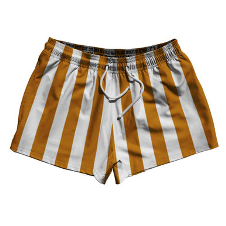 Burnt Orange & White Vertical Stripe 2.5" Swim Shorts Made in USA by Ultras