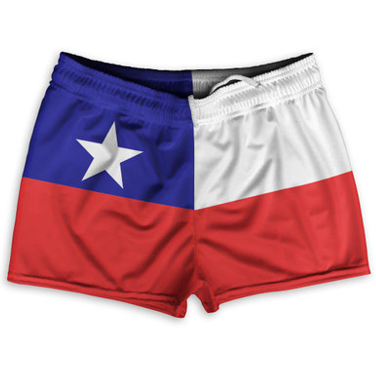 Chile County Flag Shorty Short Gym Shorts 2.5" Inseam Made In USA by Shorty Shorts