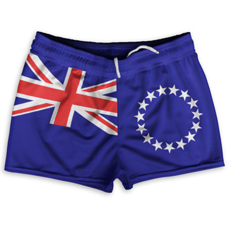Cook Islands County Flag Shorty Short Gym Shorts 2.5" Inseam Made In USA by Shorty Shorts
