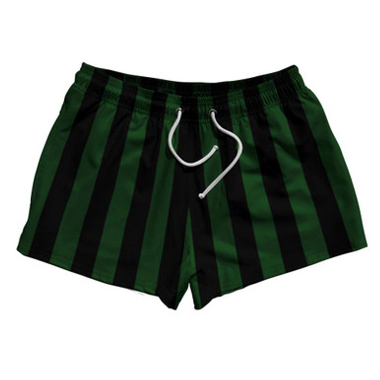 Hunter Green & Black Vertical Stripe 2.5" Swim Shorts Made in USA by Ultras
