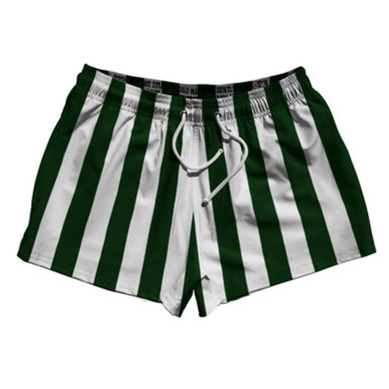 Forest Green & White Vertical Stripe 2.5" Swim Shorts Made in USA by Ultras