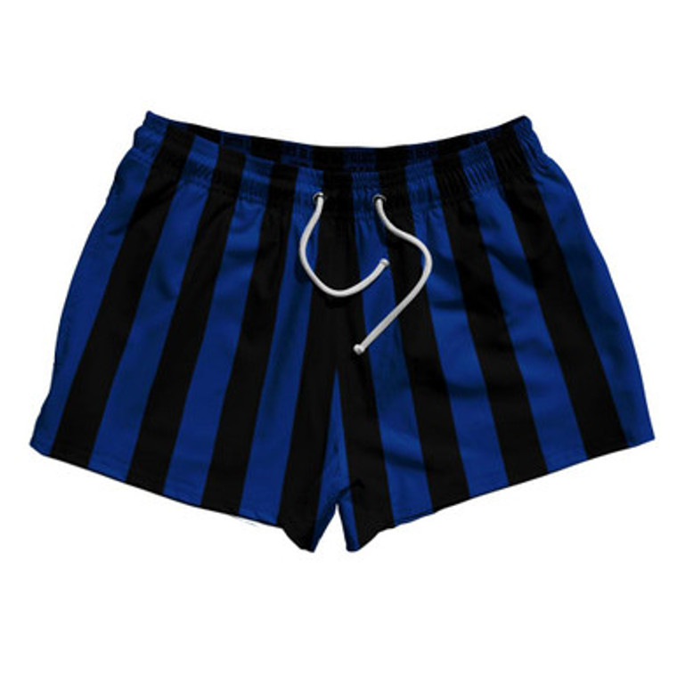 Royal Blue & Black Vertical Stripe 2.5" Swim Shorts Made in USA by Ultras