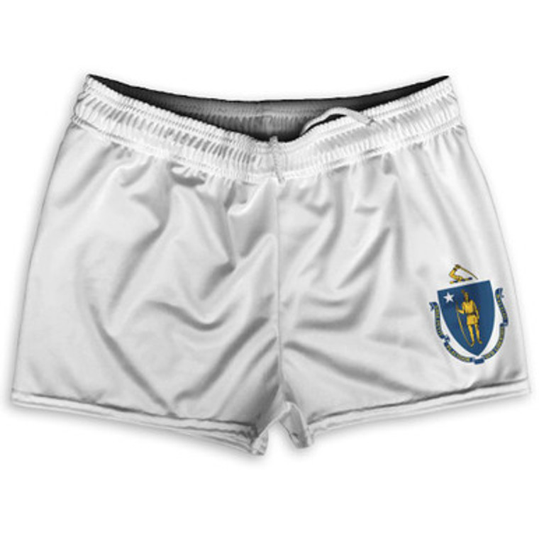Massachusetts US State Flag Shorty Short Gym Shorts 2.5" Inseam Made In USA by Shorty Shorts