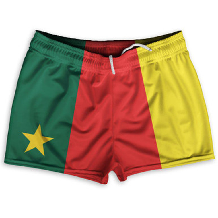 Cameroon County Flag Shorty Short Gym Shorts 2.5" Inseam Made In USA by Shorty Shorts