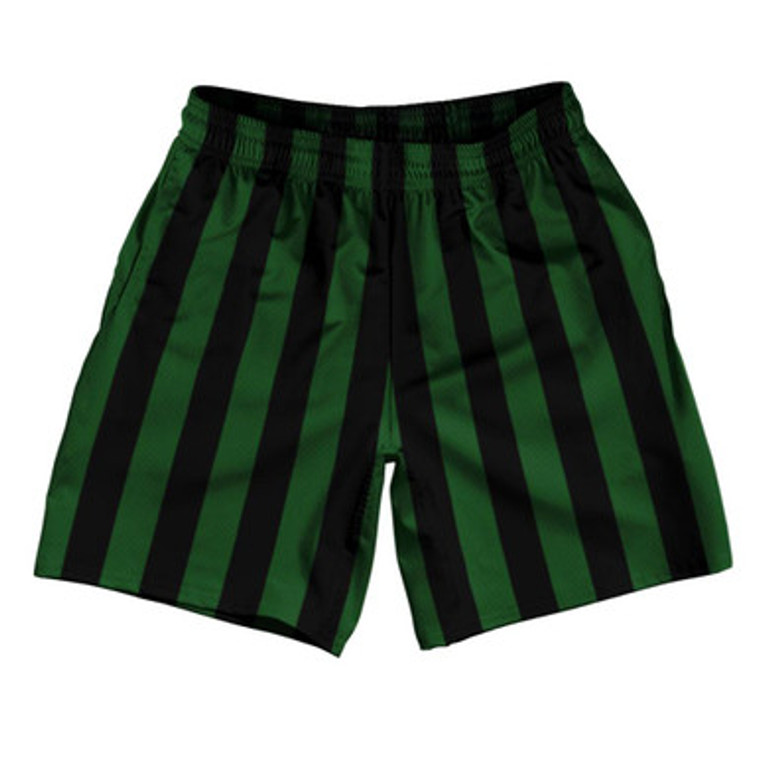 Hunter Green & Black Vertical Stripe Athletic Running Fitness Exercise Shorts 7" Inseam Shorts Made In USA by Ultras