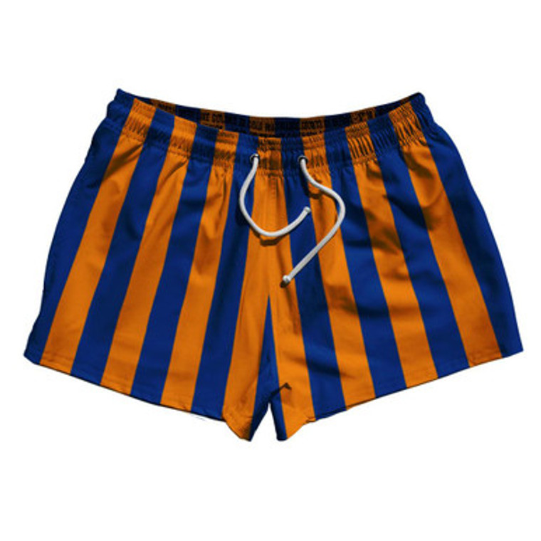Royal Blue & Tennessee Orange Vertical Stripe 2.5" Swim Shorts Made in USA by Ultras