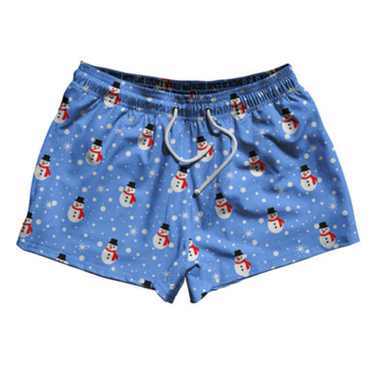 Snowman Christmas 2.5" Swim Shorts Made in USA - Blue