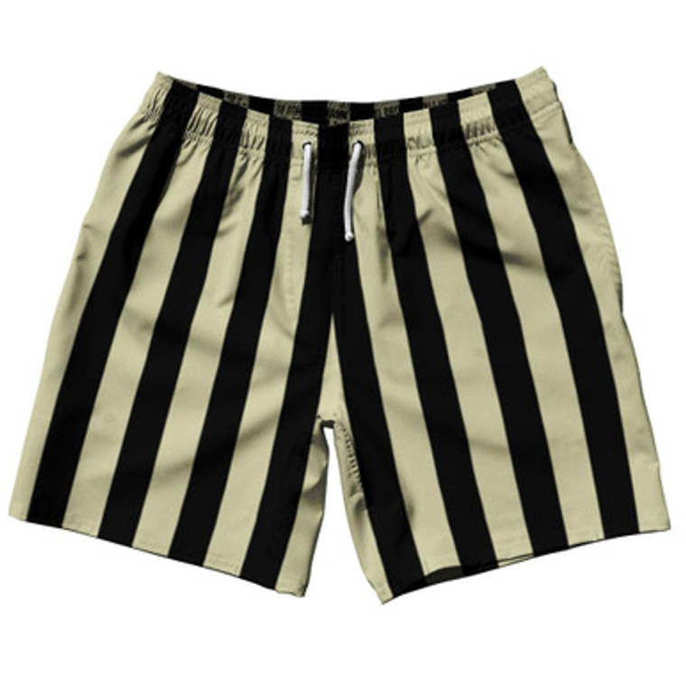 Vegas Gold & Black Vertical Stripe Swim Shorts 7.5" Made in USA by Ultras