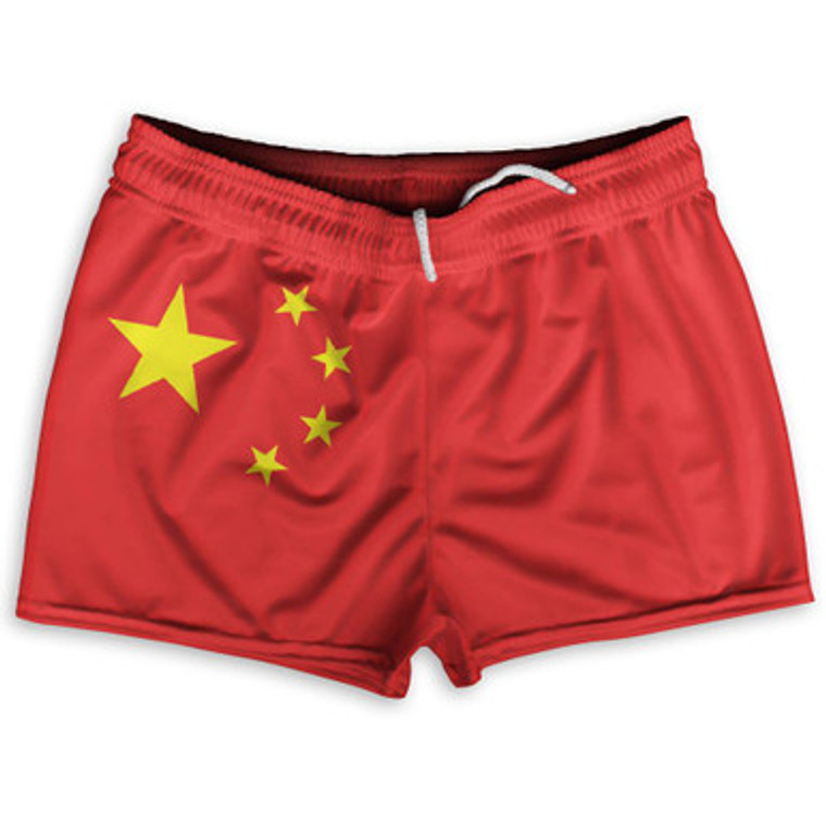 China County Flag Shorty Short Gym Shorts 2.5" Inseam Made In USA by Shorty Shorts