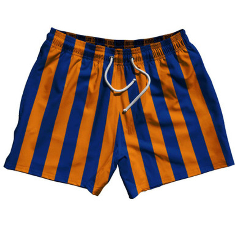 Royal Blue & Tennessee Orange Vertical Stripe 5" Swim Shorts Made in USA by Ultras