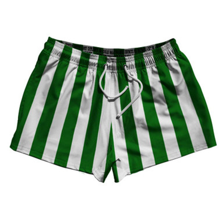 Kelly Green & White Vertical Stripe 2.5" Swim Shorts Made in USA by Ultras