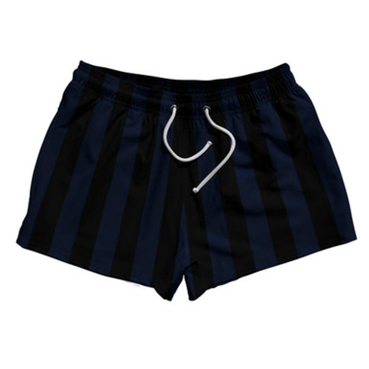 Navy Blue & Black Vertical Stripe 2.5" Swim Shorts Made in USA by Ultras