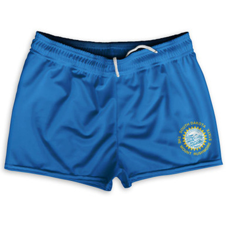 South Dakota US State Flag Shorty Short Gym Shorts 2.5" Inseam Made In USA by Shorty Shorts