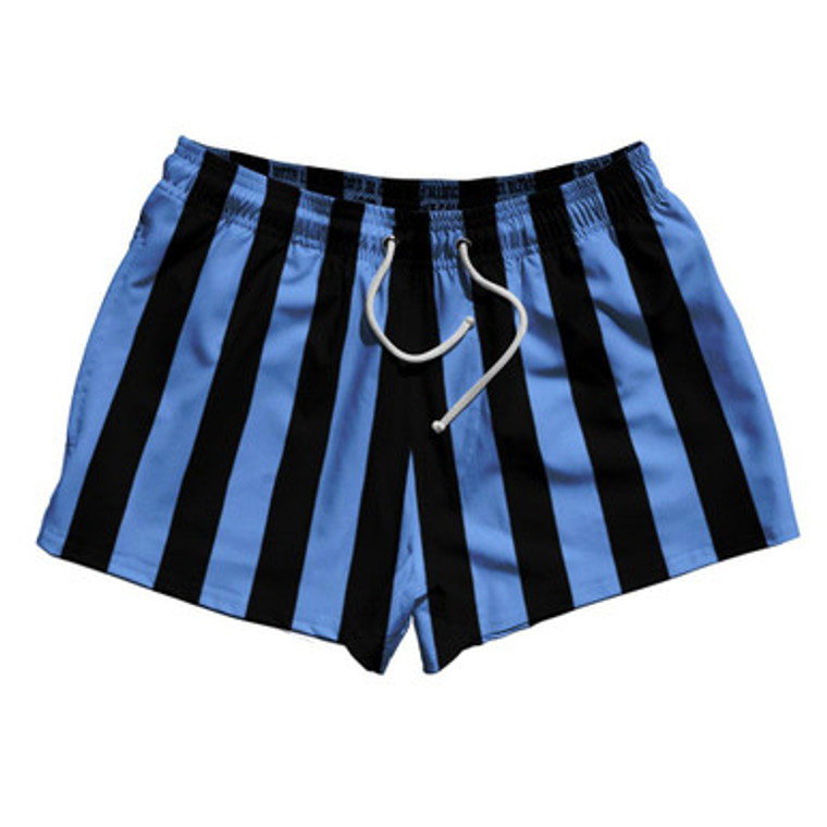 Carolina Blue & Black Vertical Stripe 2.5" Swim Shorts Made in USA by Ultras