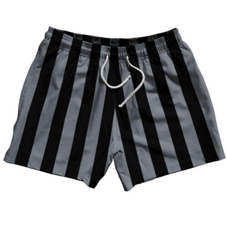 Dark Gray & Black Vertical Stripe 5" Swim Shorts Made in USA by Ultras