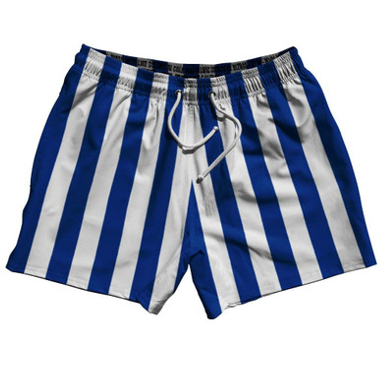 Royal Blue & White Vertical Stripe 5" Swim Shorts Made in USA by Ultras