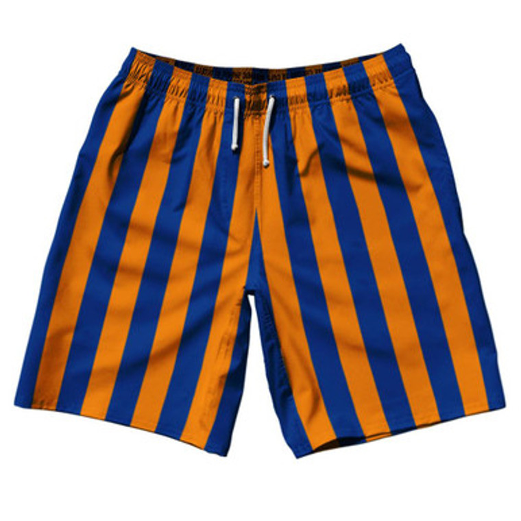 Royal Blue & Tennessee Orange Vertical Stripe 10" Swim Shorts Made in USA by Ultras