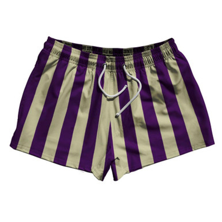 Medium Purple & Vegas Gold Vertical Stripe 2.5" Swim Shorts Made in USA by Ultras