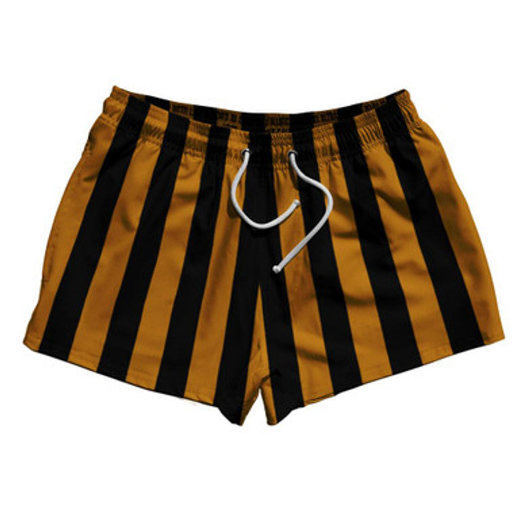Burnt Orange & Black Vertical Stripe 2.5" Swim Shorts Made in USA by Ultras