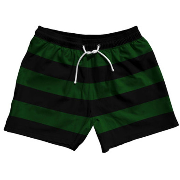 Forest Green & Black Horizontal Stripe 5" Swim Shorts Made in USA by Ultras