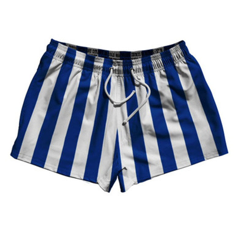 Royal Blue & White Vertical Stripe 2.5" Swim Shorts Made in USA by Ultras