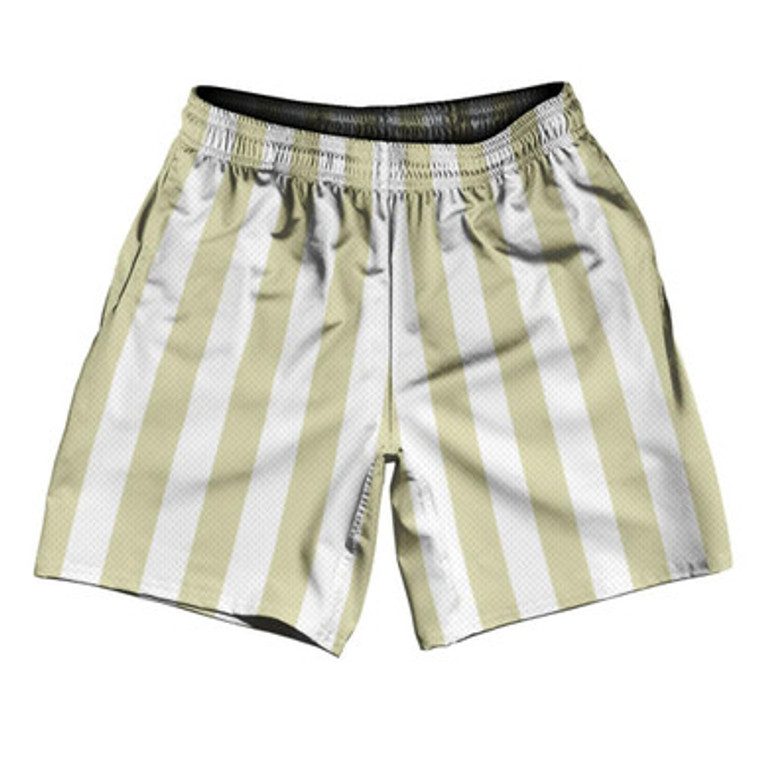 Vegas Gold & White Vertical Stripe Athletic Running Fitness Exercise Shorts 7" Inseam Shorts Made In USA by Ultras